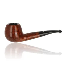 Dr Plumb Cortina Dark briar pipe showing its smooth chestnut-brown finish, traditional Bent Billiard bowl and curved black fishtail stem.