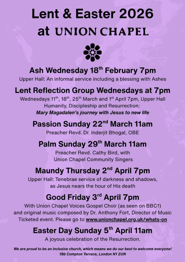 Lent & Easter 2026 at Union Chapel