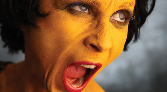 orange woman shouting