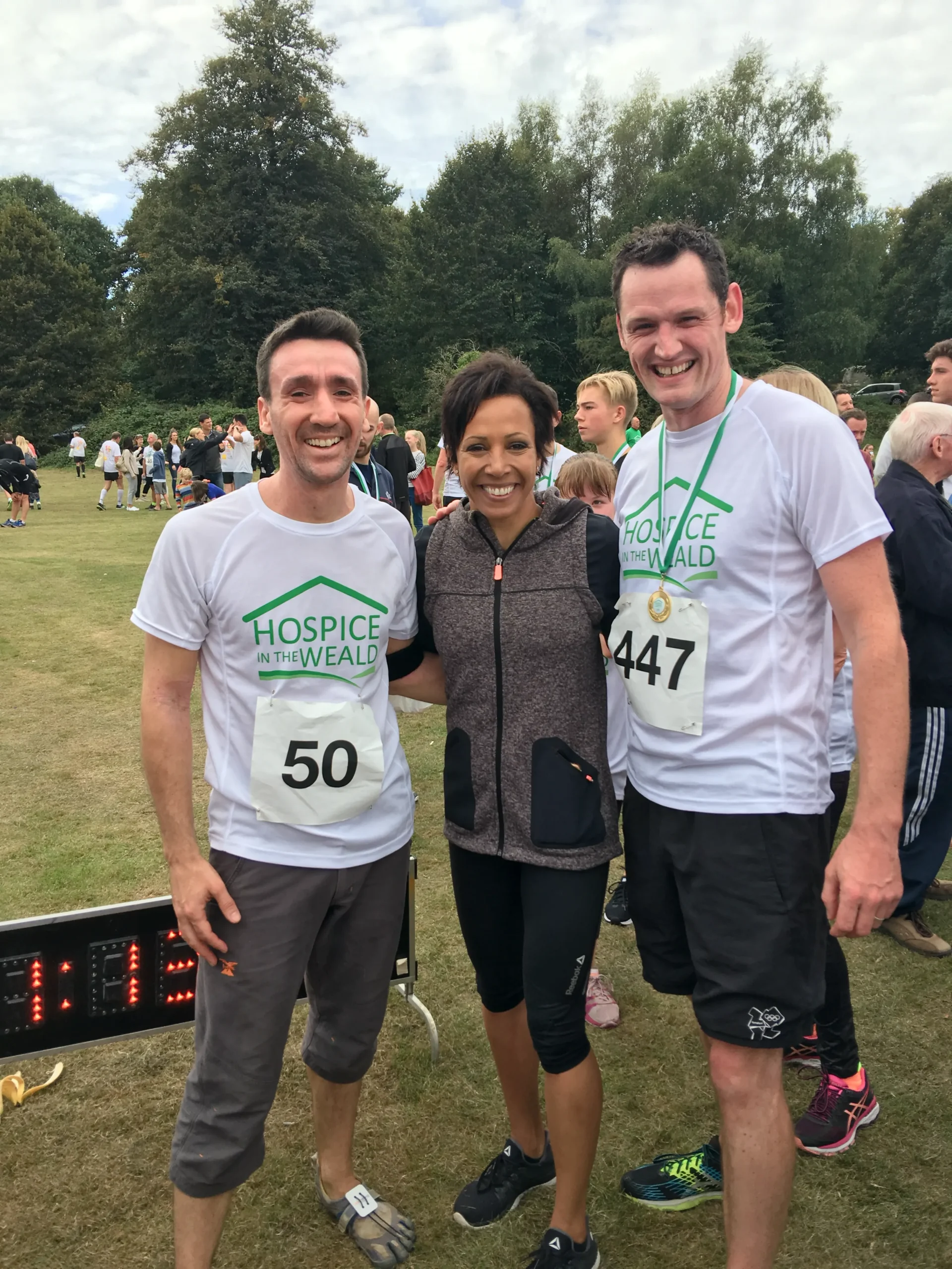Richard Branson, Kelly Holmes & Phill Steele after Tunbridge Wells 10k run