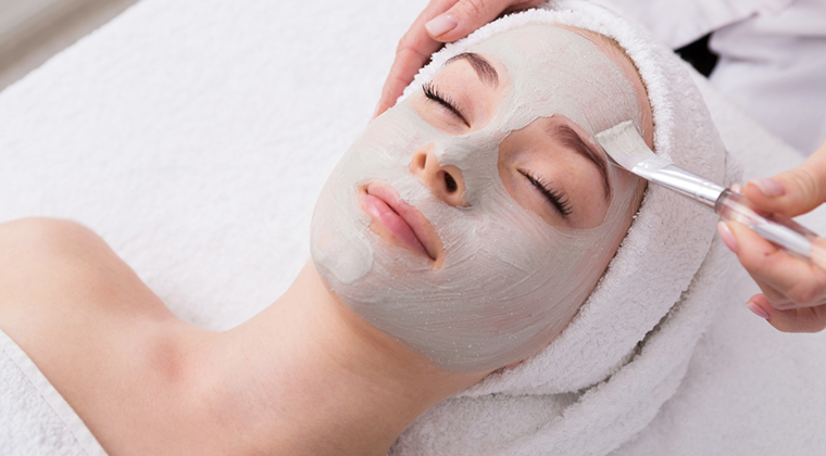 Face peeling mask, spa beauty treatment, skincare.