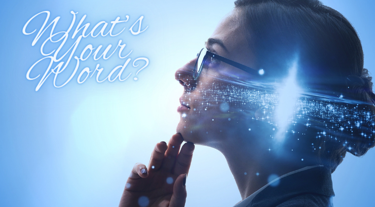 Woman wearing glasses, looking up and thinking