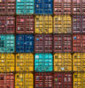 Colourful wall of shipping containers