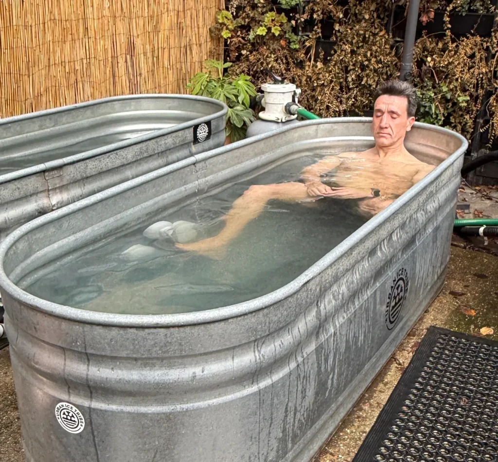 Person in 10 degree cold bath