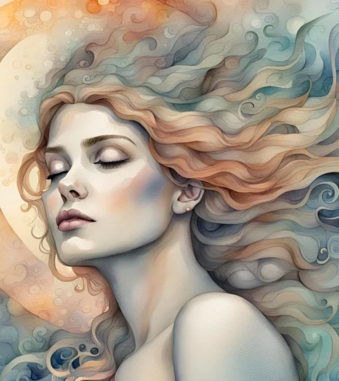 Digital artwork of a serene woman symbolizing the intuitive mind during sleep—ideal for articles on dreams, subconscious insight, and emotional healing.