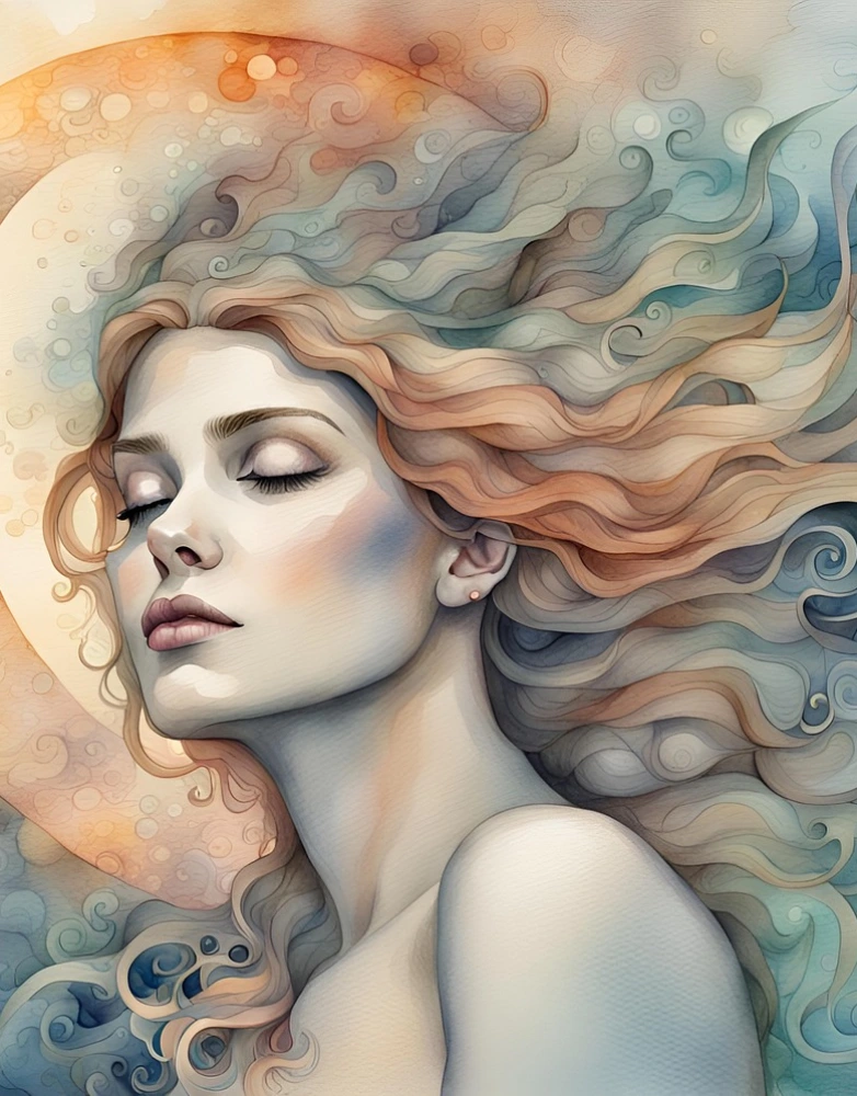 Digital artwork of a serene woman symbolizing the intuitive mind during sleep—ideal for articles on dreams, subconscious insight, and emotional healing.