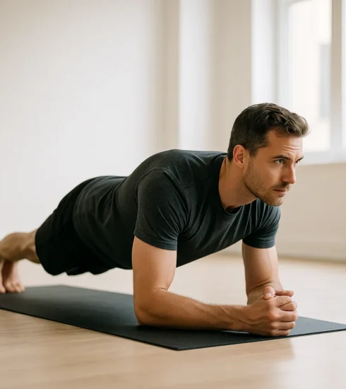 Adult holding a forearm plank
