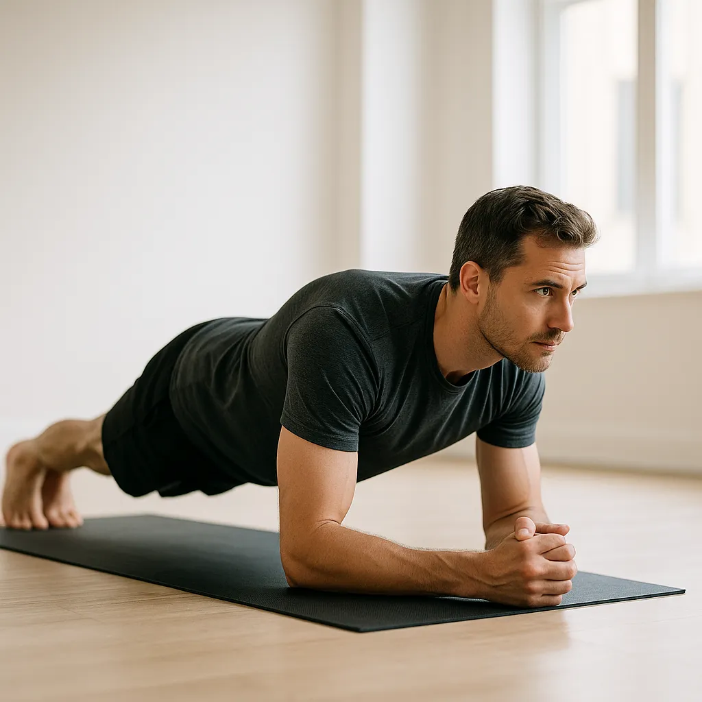 Adult holding a forearm plank