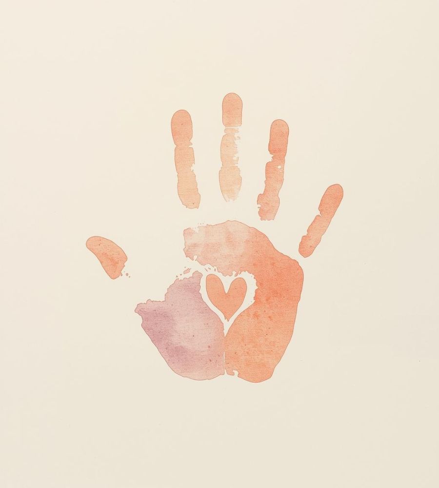 pastel coloured child's handprint