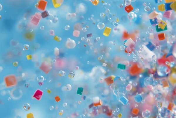 Microscopic particles of microplastics