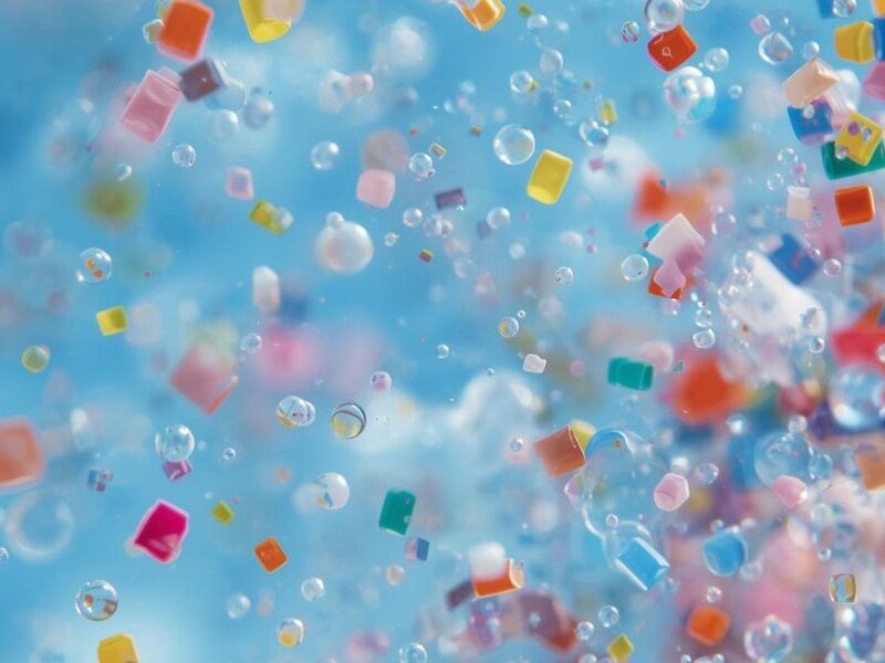 Microscopic particles of microplastics