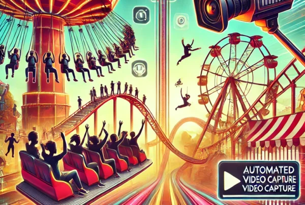 A vibrant and dynamic image representing the concept of automating video capture in an adventure park