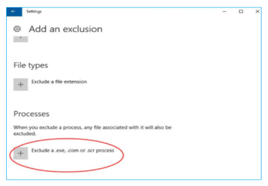 Adding Antimalware Service Executable to the Exclusion List of Windows Defender
