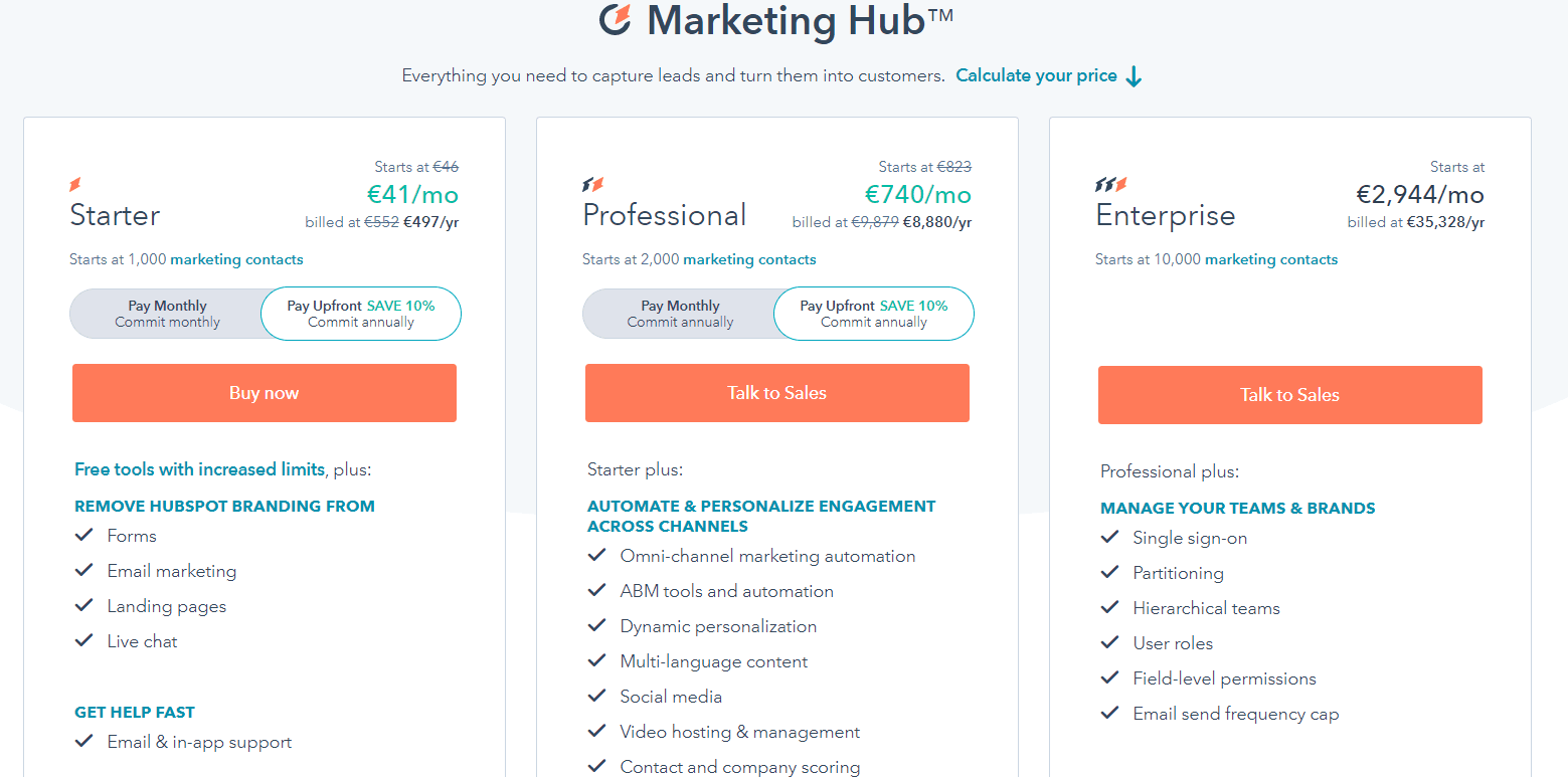 HubSpot Email Marketing Pricing