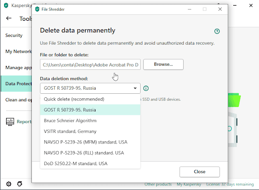 Kaspersky File Shredder