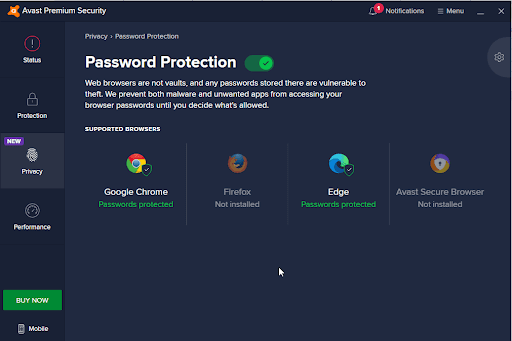 Avast password protection