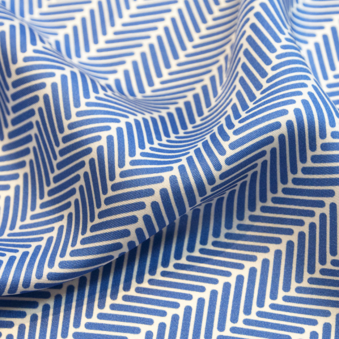 Herringbone Lapis Silk Scarf, Azure Blue by  on curated-crowd.com
