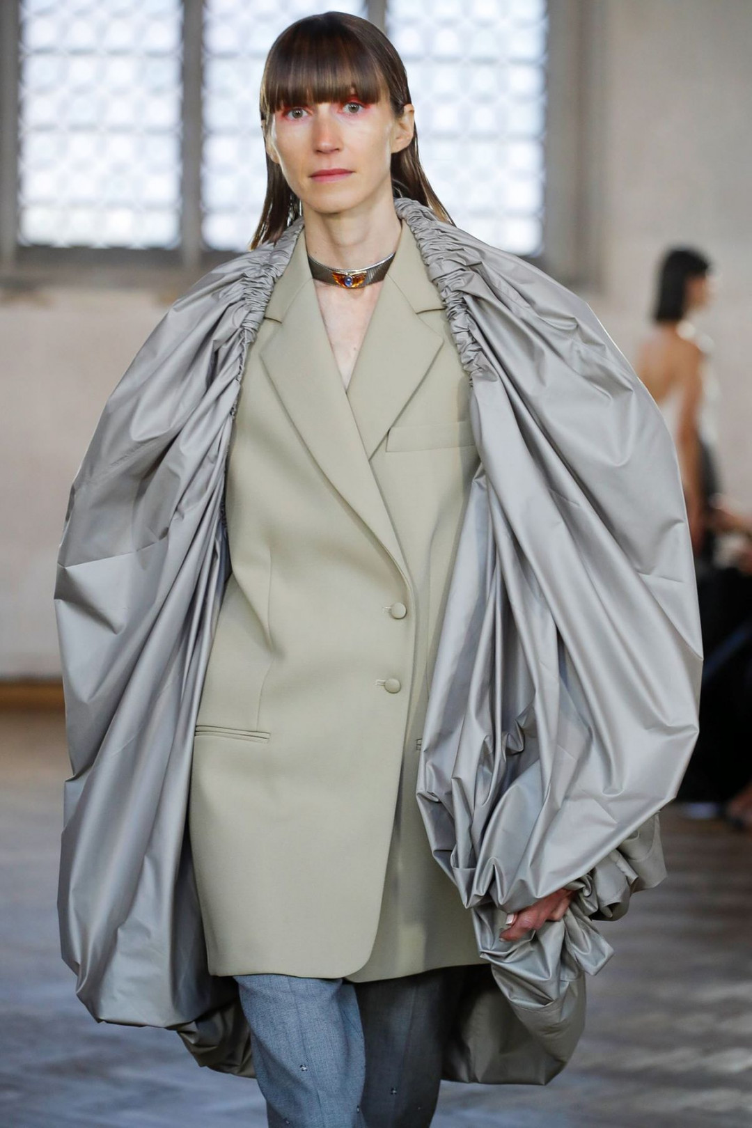 Gathered Silk Blend Parka by  on curated-crowd.com