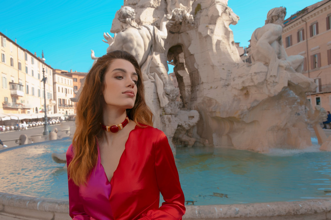 Red Aries Costume Statement Necklace by  on curated-crowd.com