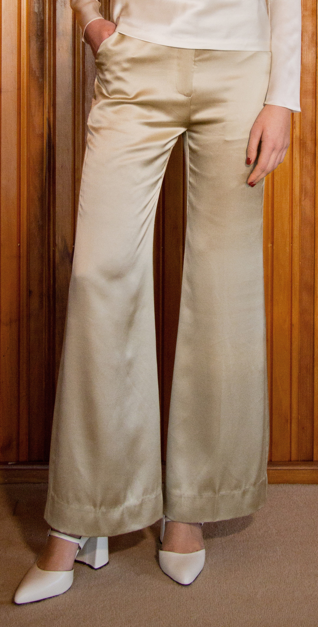 Hero High-Waisted Trousers - Pale Gold by  on curated-crowd.com