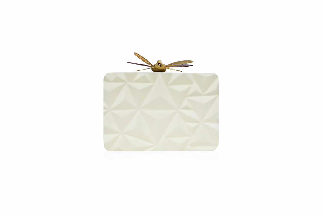 Triangle Cream Dragonfly Clutch by  on curated-crowd.com