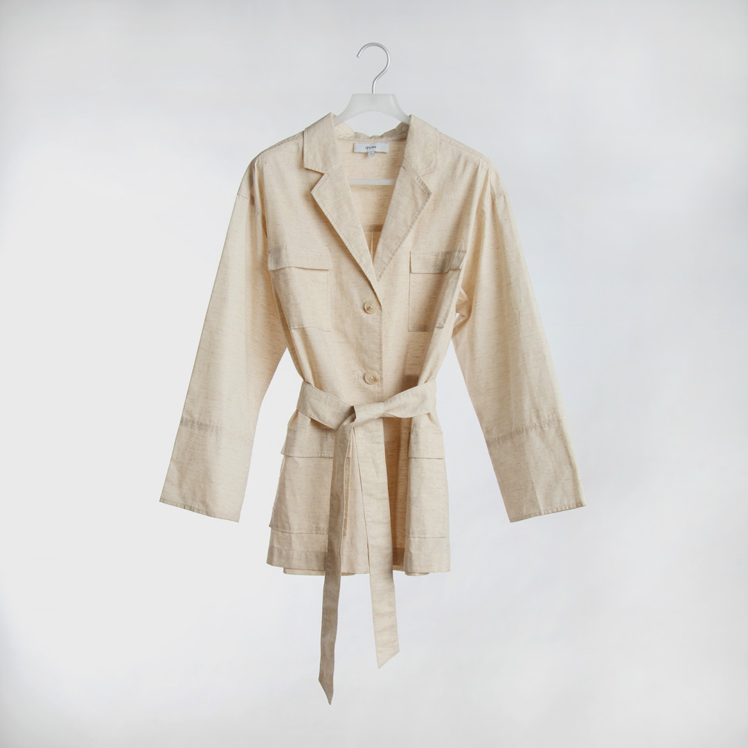 Sasa Safari Linen Blend Belted Jacket by  on curated-crowd.com