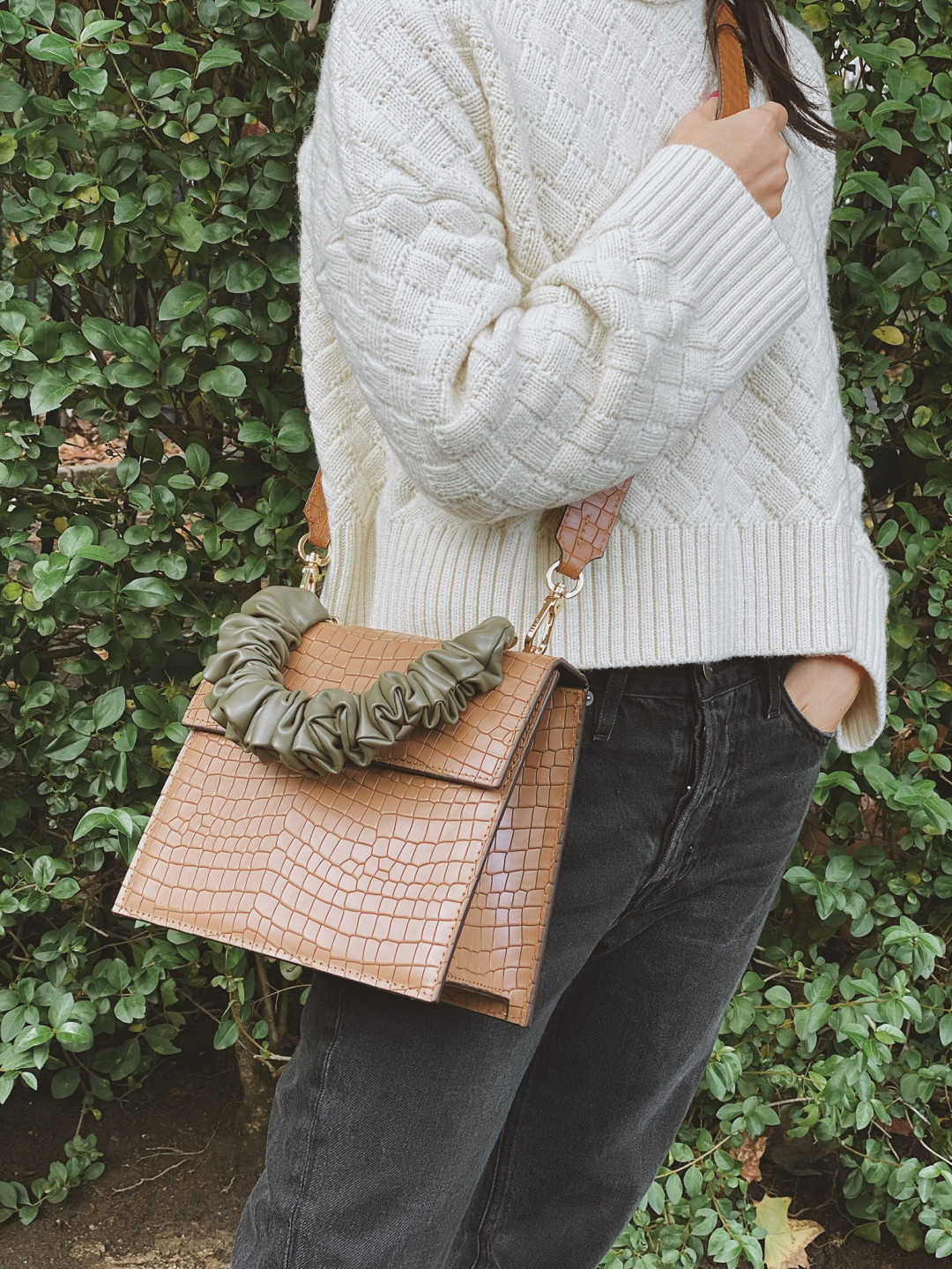 Bea Caramel Brown Embossed Cowskin Flap Purse Bag - L by  on curated-crowd.com