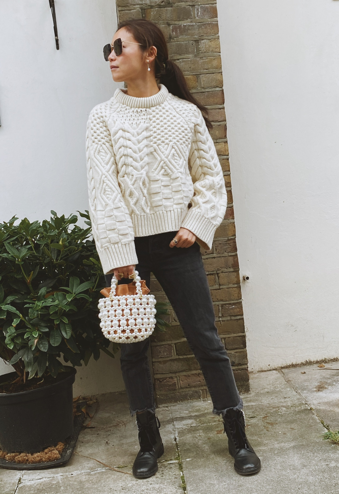 Tamar Bubble Camel Pearl Embellished Tote Bag by  on curated-crowd.com