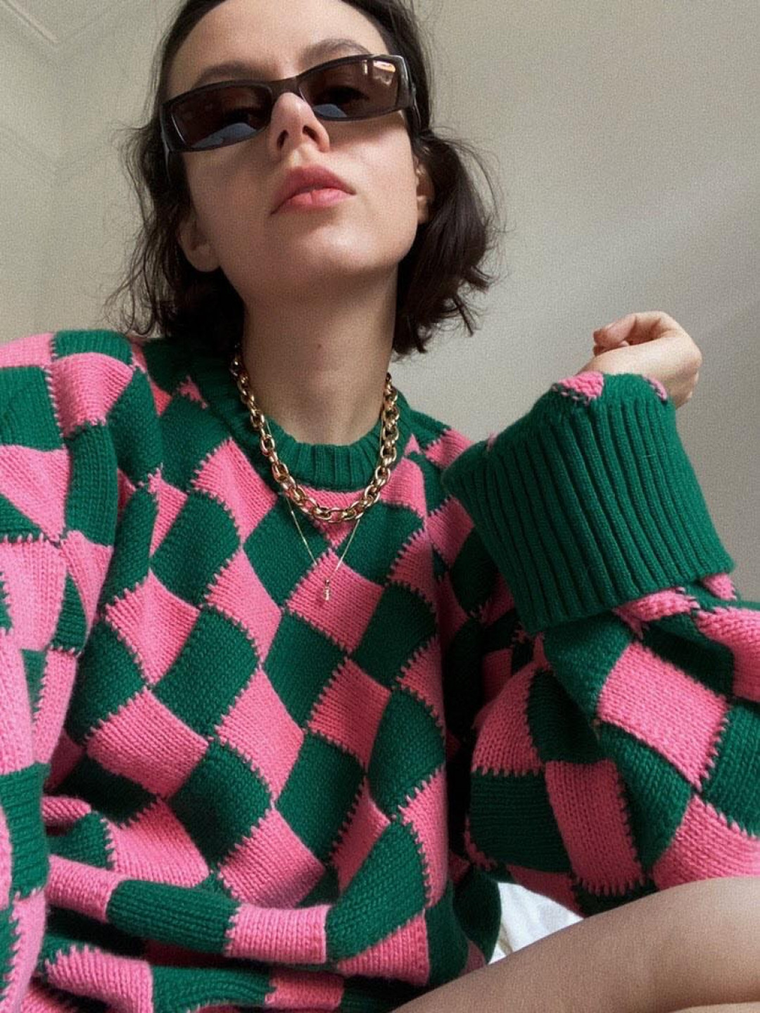 “Jeu de carrés” Sweater by  on curated-crowd.com