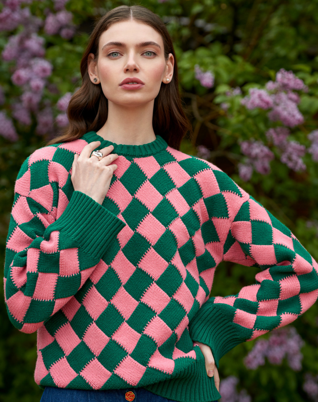 “Jeu de carrés” Sweater by  on curated-crowd.com