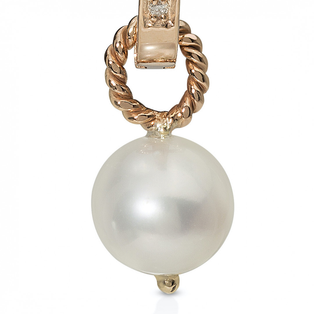 Diamond Hoops with Detachable Pearl Charms by  on curated-crowd.com