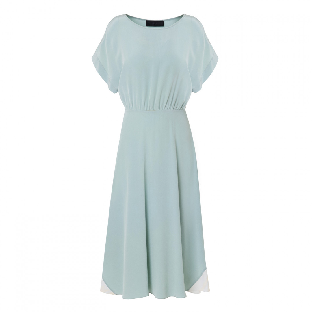 Hand Dyed Silk Misty Marbled Midi Dress by  on curated-crowd.com