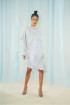Asymmetrical Marbled Silk Satin Midi Dress by Edward Mongzar on curated-crowd.com