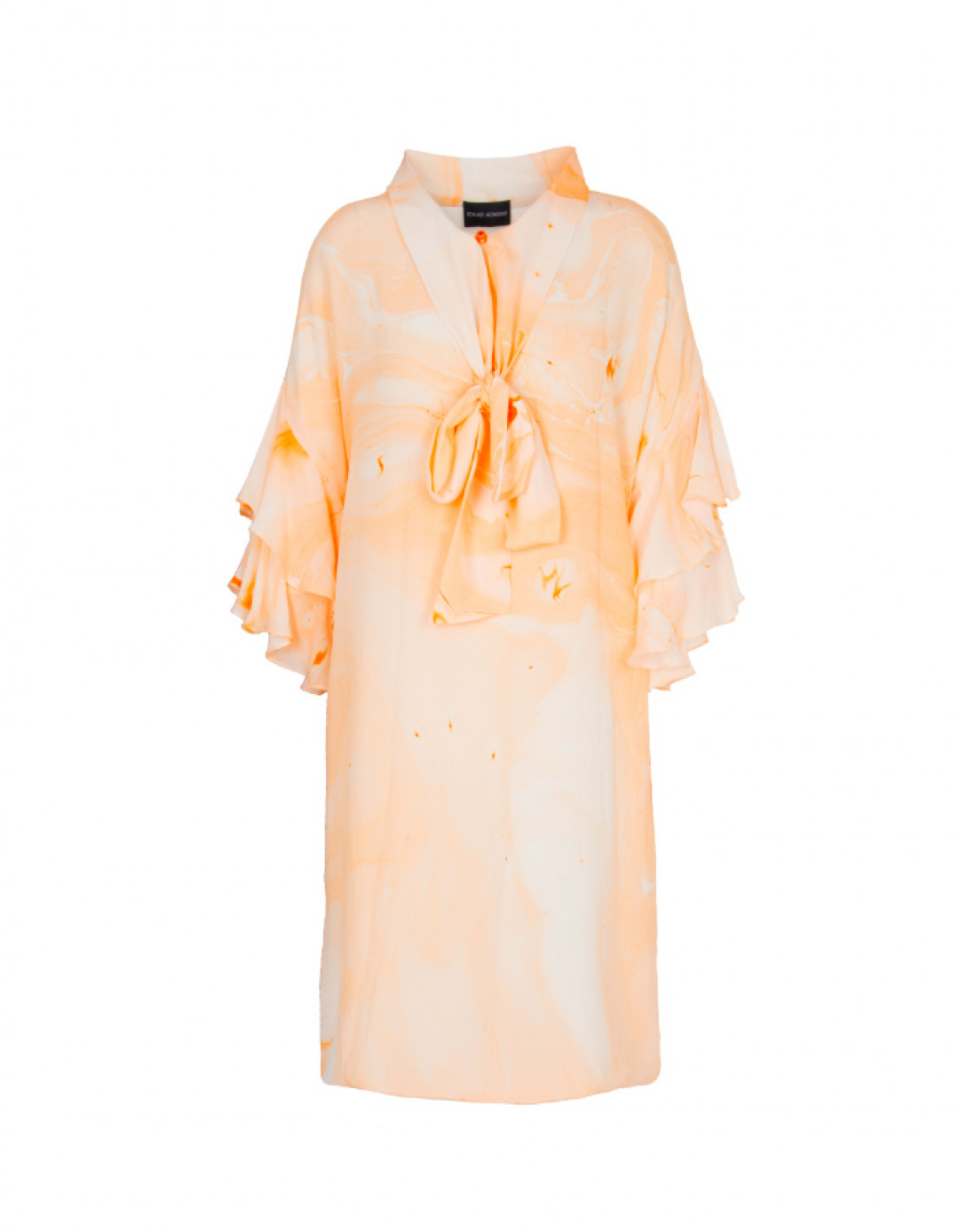 Marbled Bow Neck Tie Mini Dress by  on curated-crowd.com