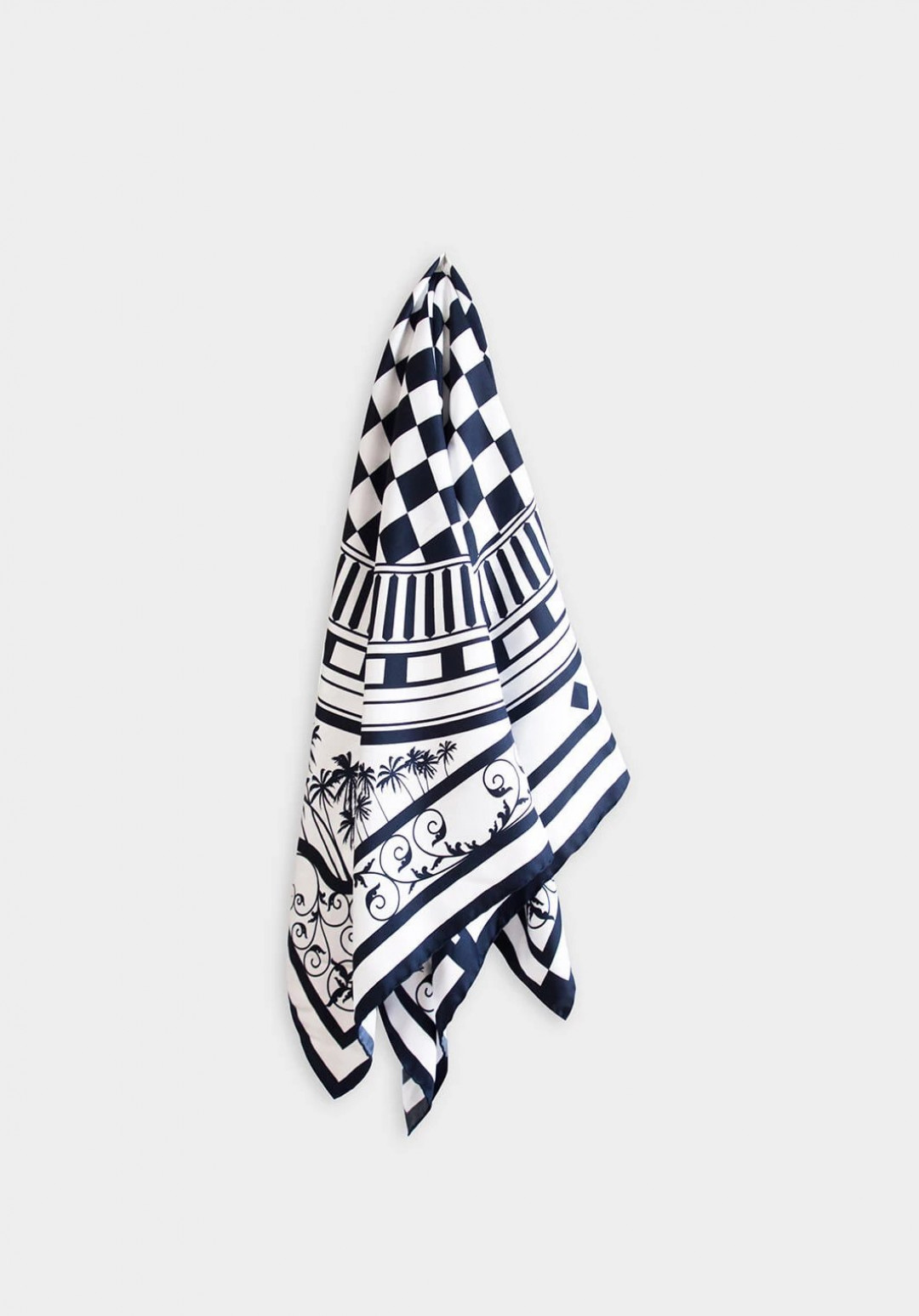Eastern & Oriental Silk Scarf, Black White by  on curated-crowd.com