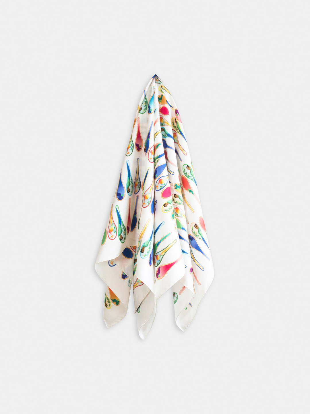 Porcelain Dancing Spoons Silk Scarf, White by  on curated-crowd.com
