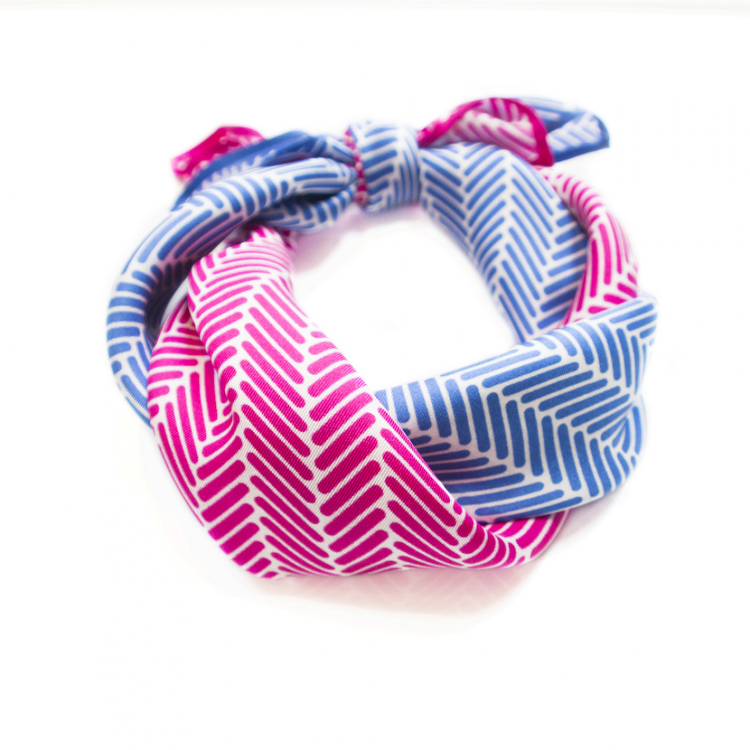 Herringbone Lapis Silk Scarf, Azure Blue by  on curated-crowd.com