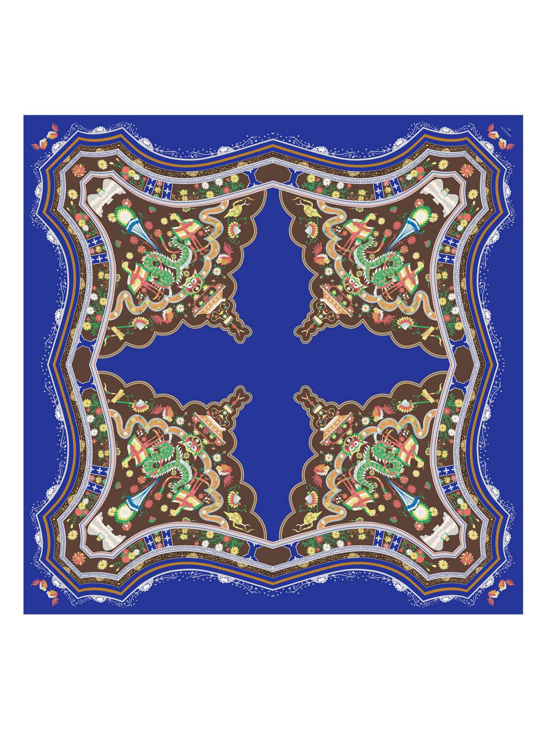 Blue Mansion Silk Scarf, Indigo Blue by  on curated-crowd.com