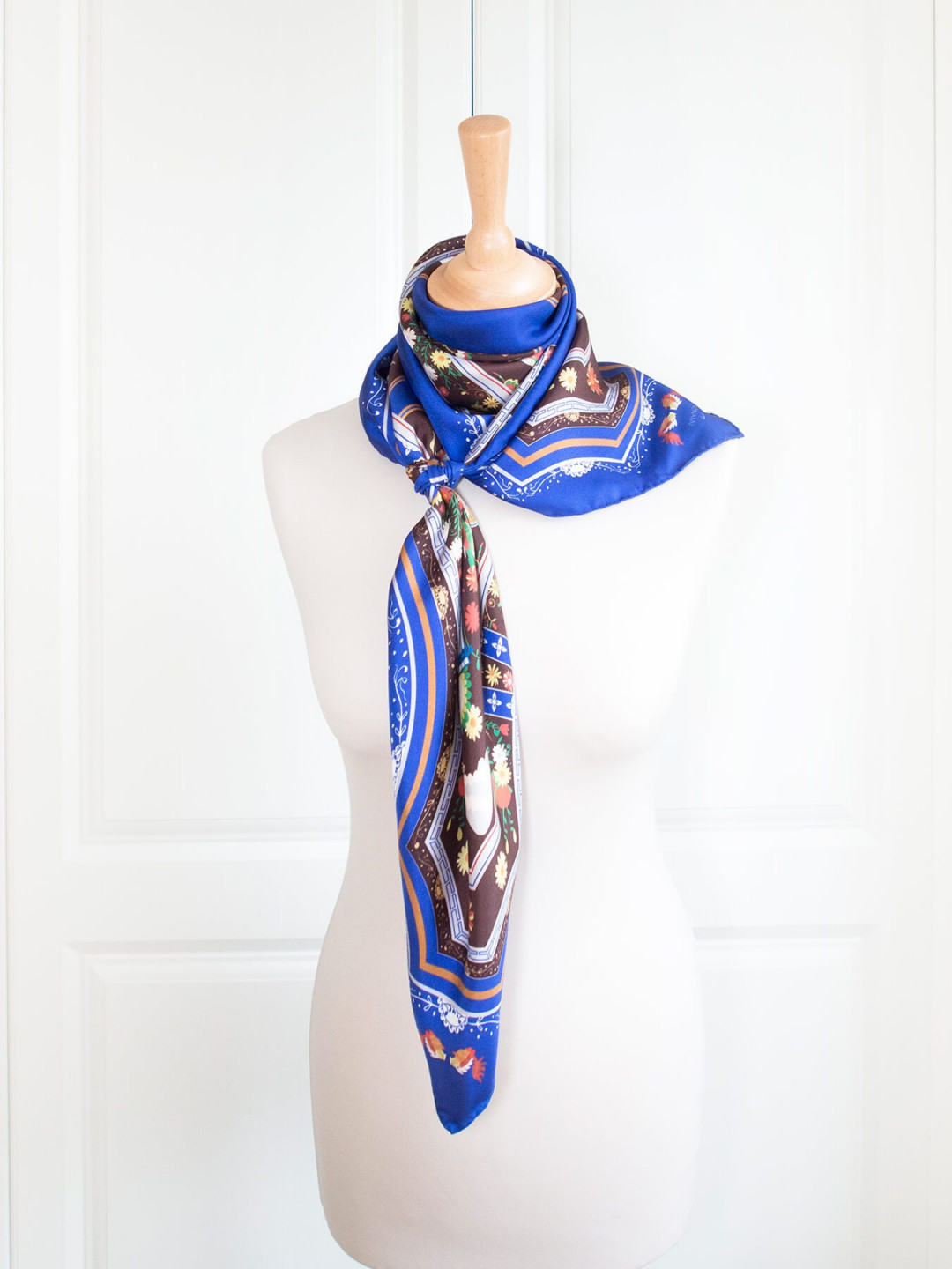 Blue Mansion Silk Scarf, Indigo Blue by  on curated-crowd.com