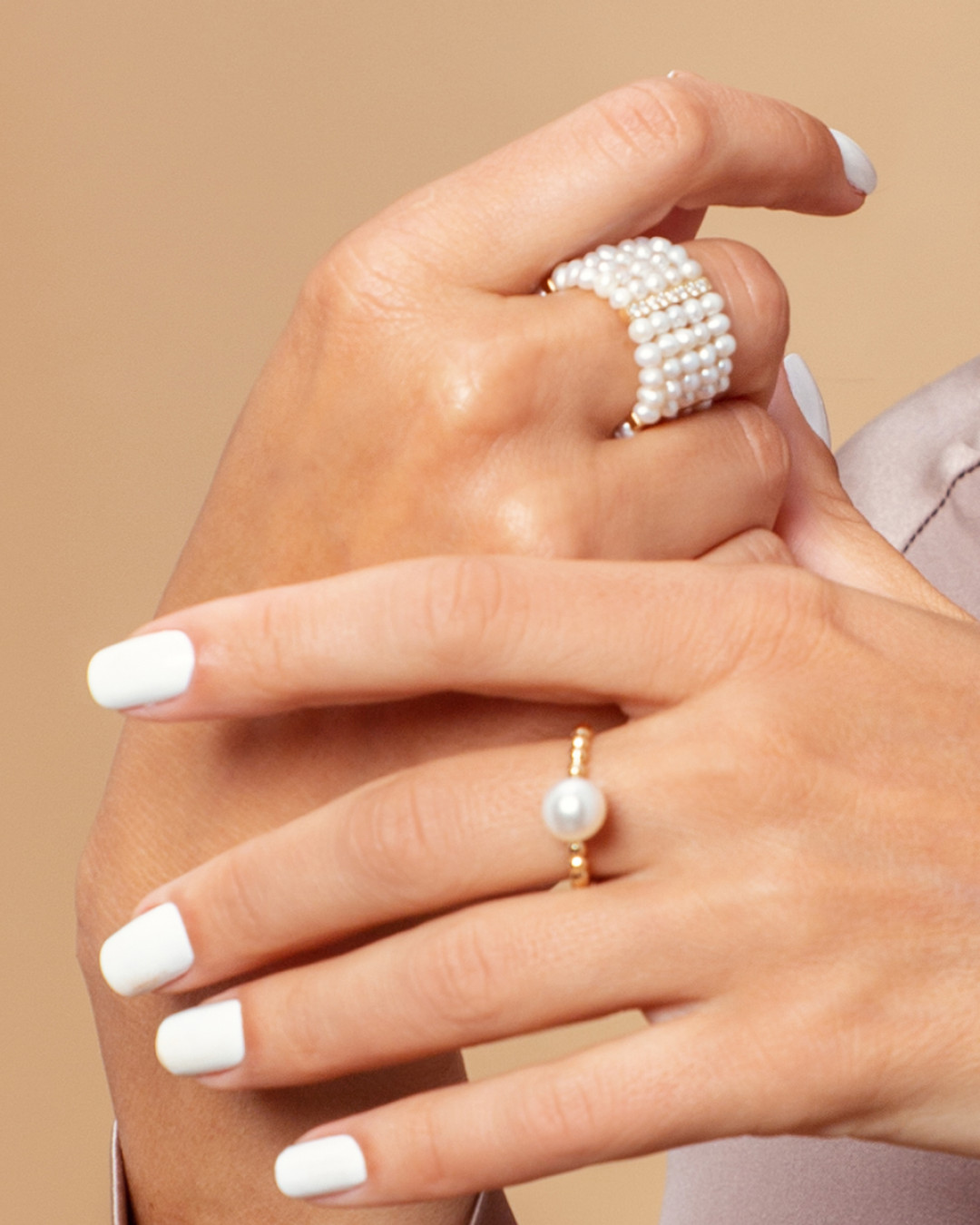 Small Bandage Pearl Ring with Diamond Pavé by  on curated-crowd.com