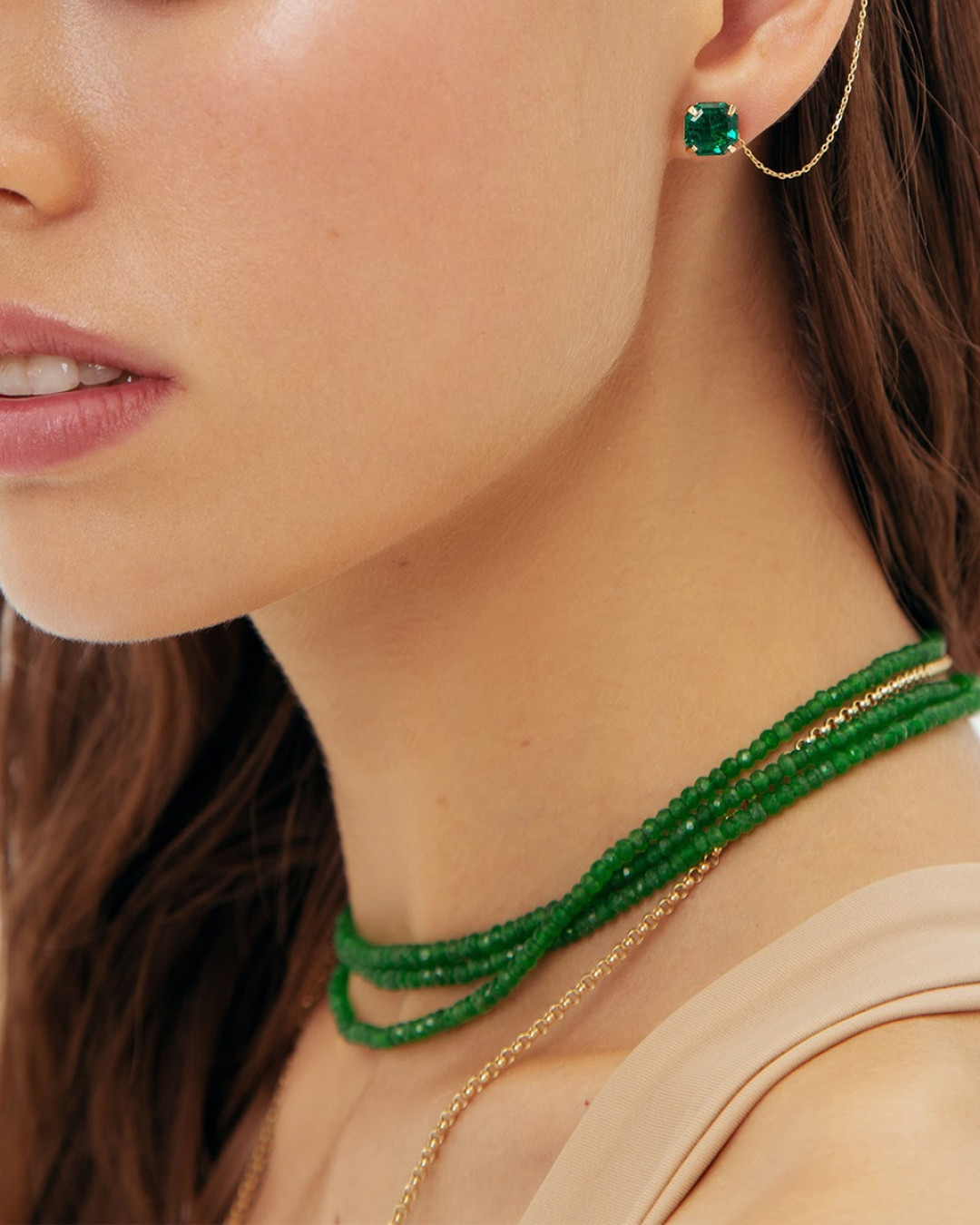 Emerald Bead Necklace by  on curated-crowd.com