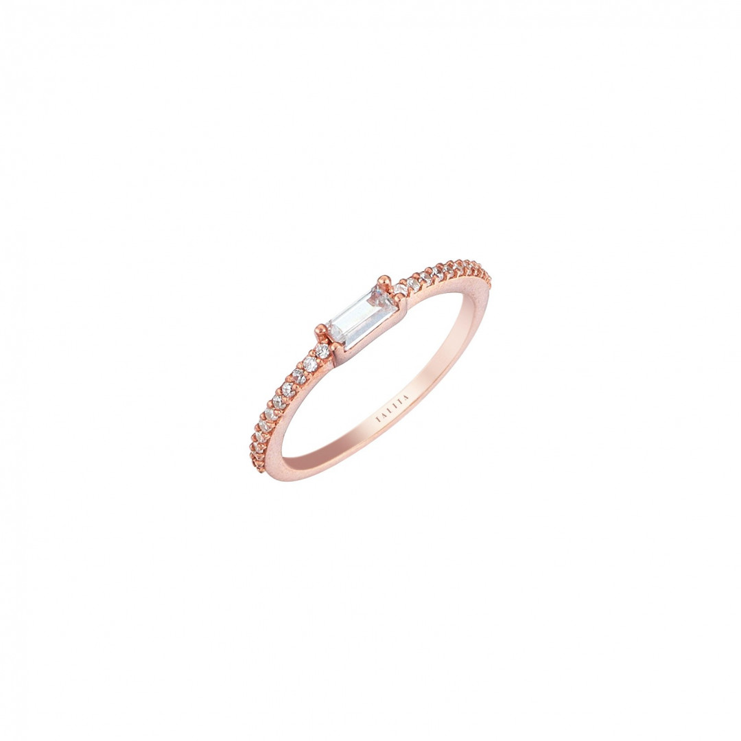 Bit Rose Gold Plated Ring in White by Talita London on curated-crowd.com