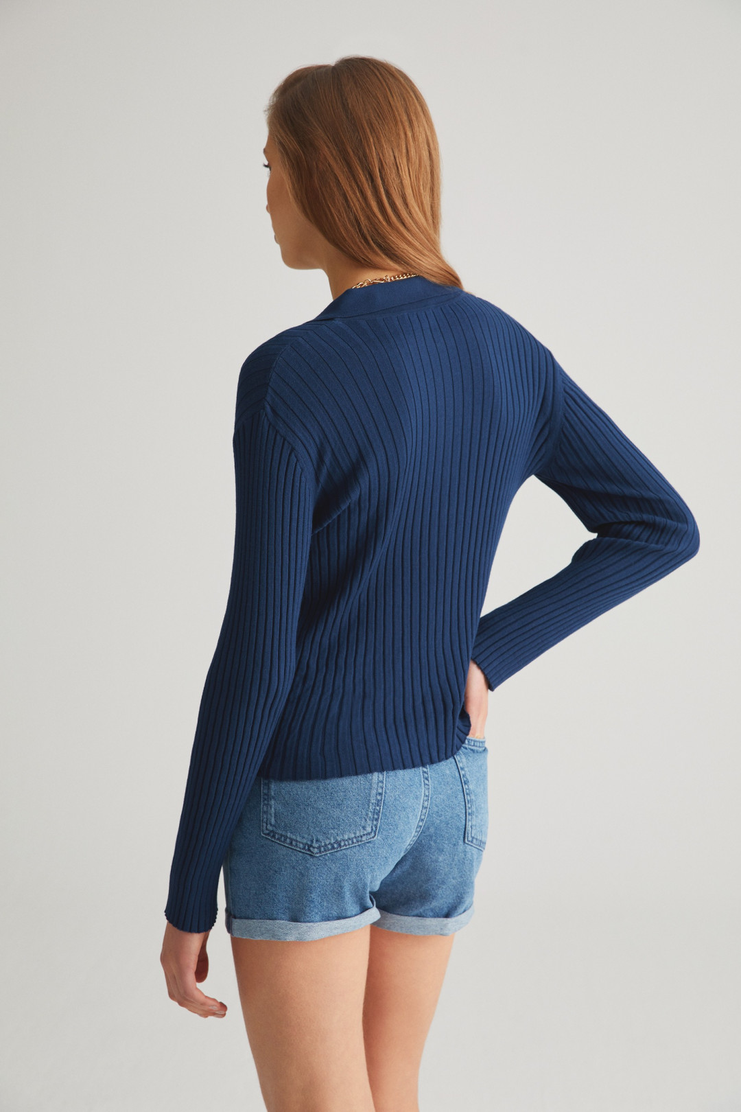 Ribbed Button Up Long Sleeve Top by  on curated-crowd.com