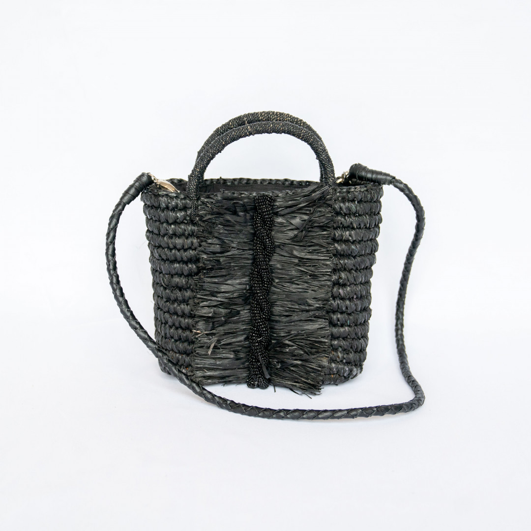 Midnight Twist Straw Bag by  on curated-crowd.com