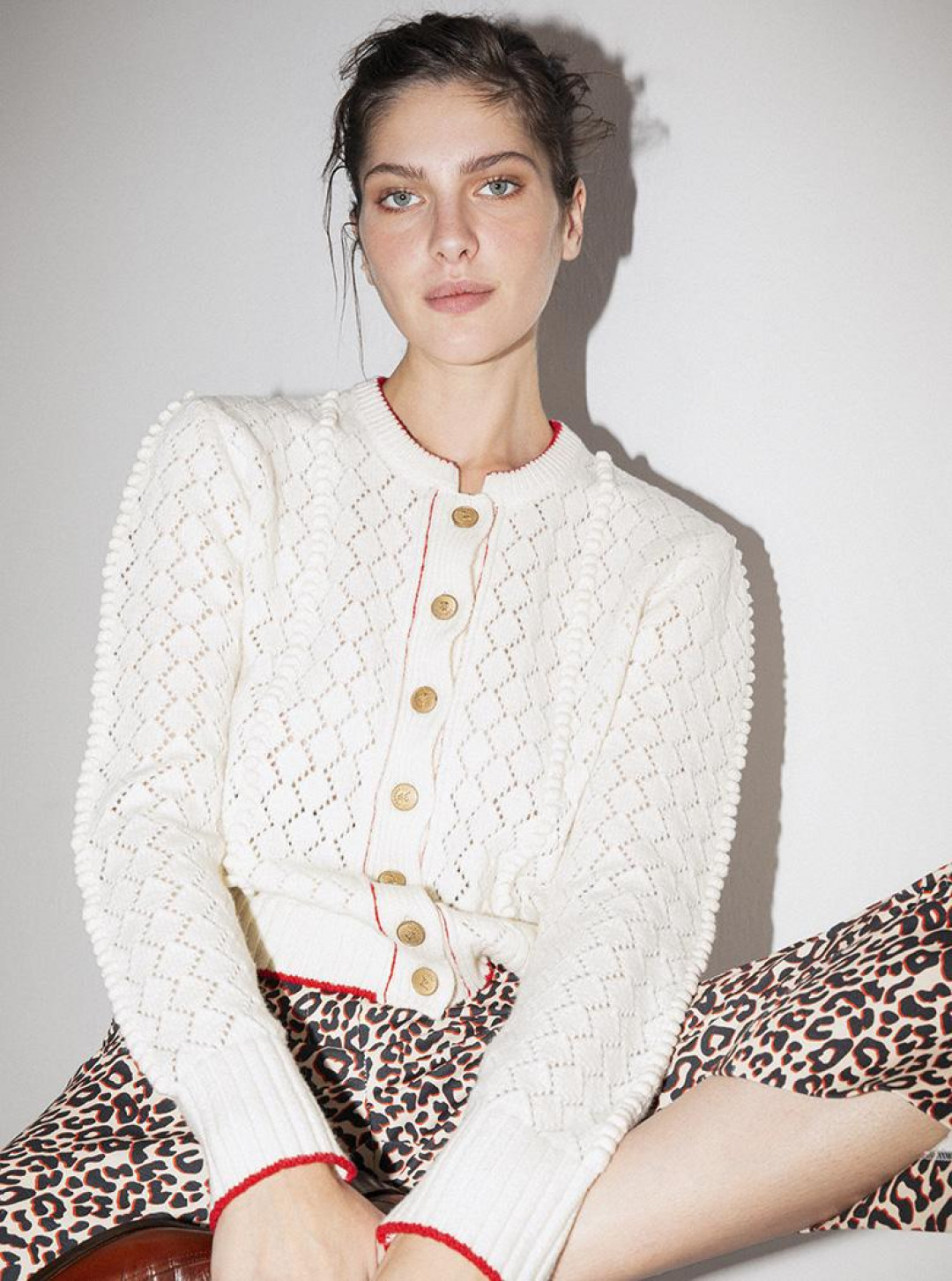 Cottonwood Pom Pom Wool Cardigan by  on curated-crowd.com