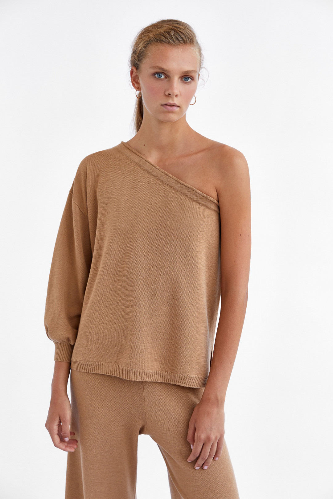 Camel One Sleeve Sweater by  on curated-crowd.com