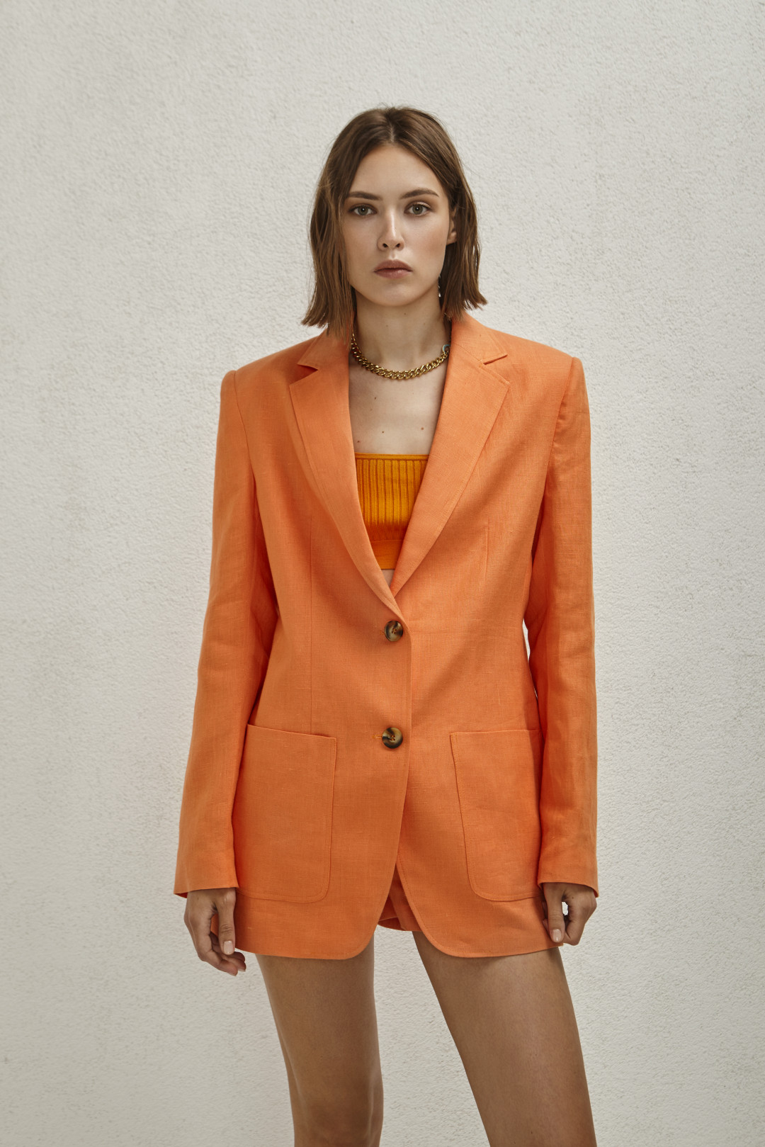 Single-Breasted Boyfriend's Linen Jacket by AG Studio on curated-crowd.com