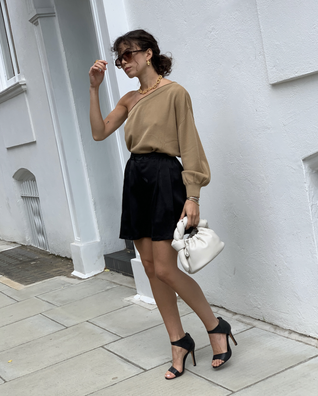 Camel One Sleeve Sweater by  on curated-crowd.com