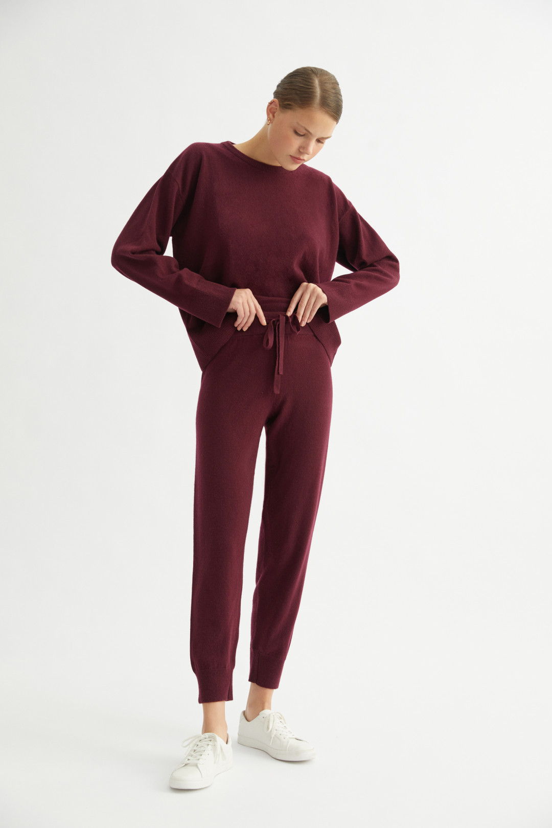 Oversized Merlot Cashmere Sweater by  on curated-crowd.com