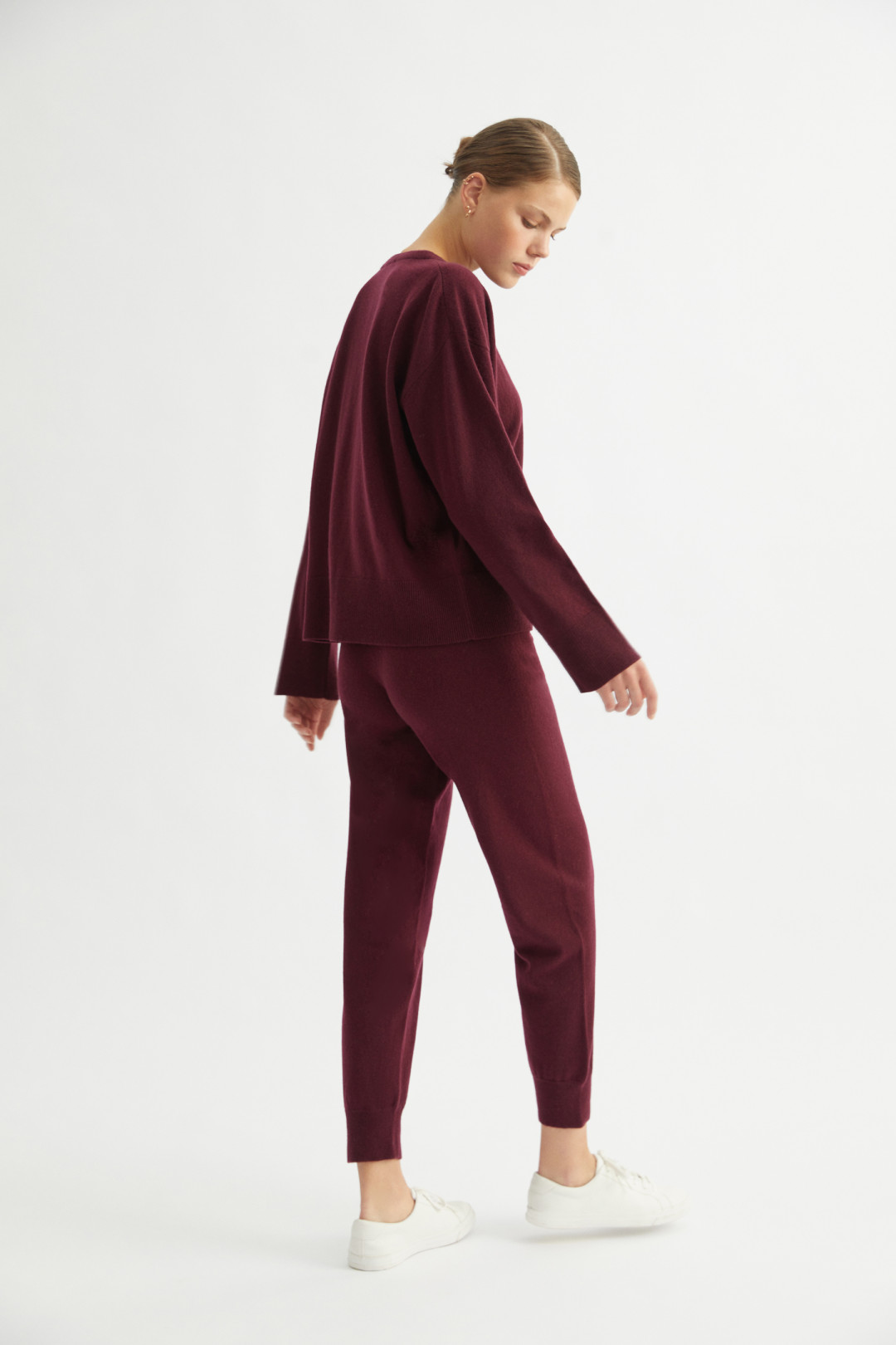 Oversized Merlot Cashmere Sweater by  on curated-crowd.com